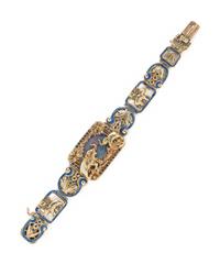 BLACK OPAL DOUBLET, SAPPHIRE, AND ENAMEL BRACELET