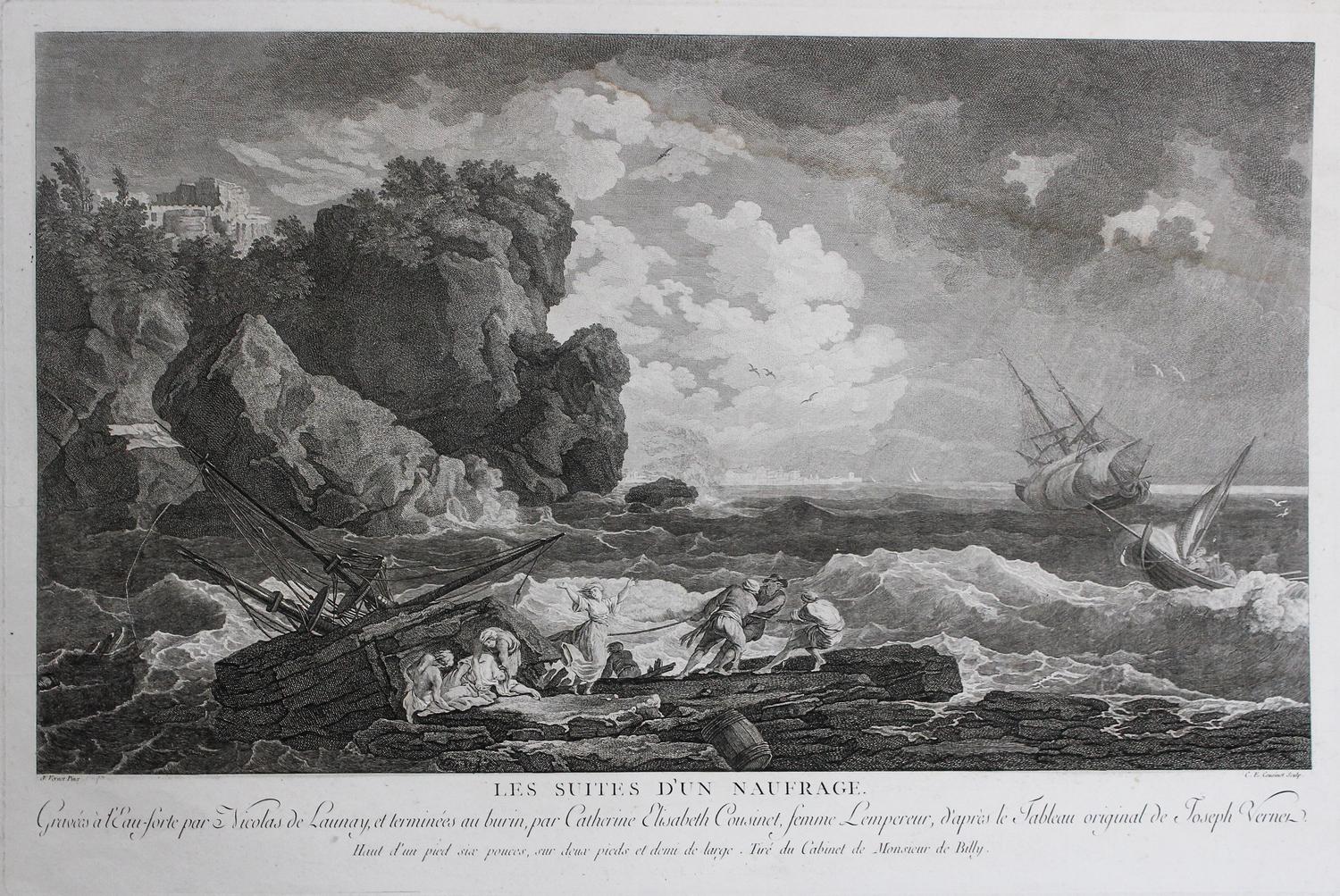 Catherine Elizabeth Cousinet, (French, 19th century), two etchings after Claude-Joseph Vernet