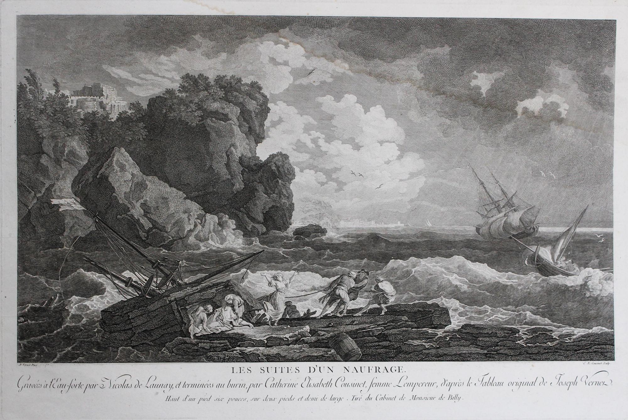 Catherine Elizabeth Cousinet, (French, 19th century), two etchings after Claude-Joseph Vernet