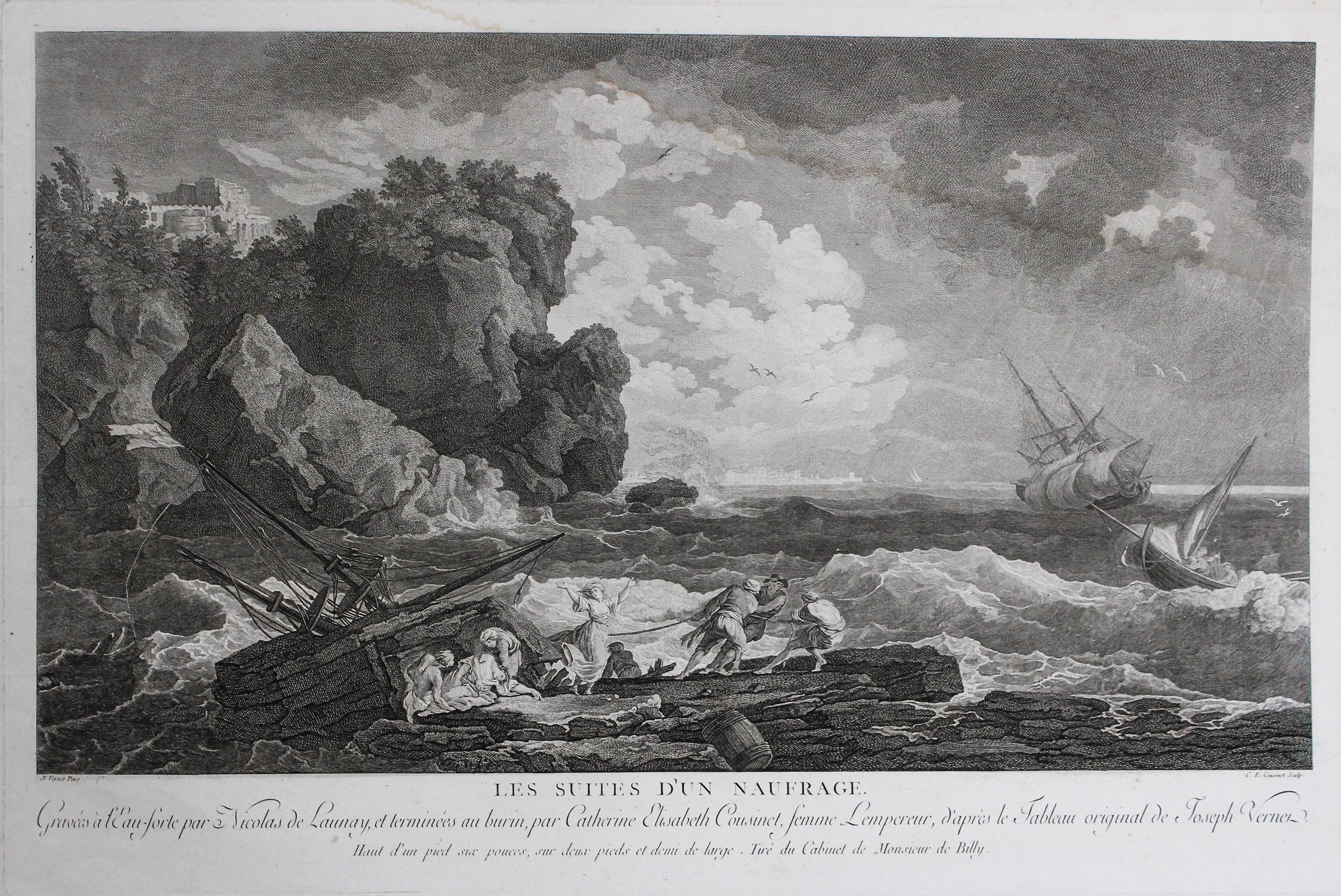 Catherine Elizabeth Cousinet, (French, 19th century), two etchings after Claude-Joseph Vernet