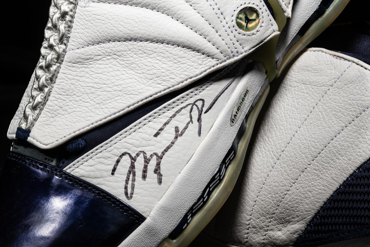 A Michael Jordan Signed Autograph Original 2001 Pair of Nike Air Jordan XVI Shoes (Upper Deck Authenticated)