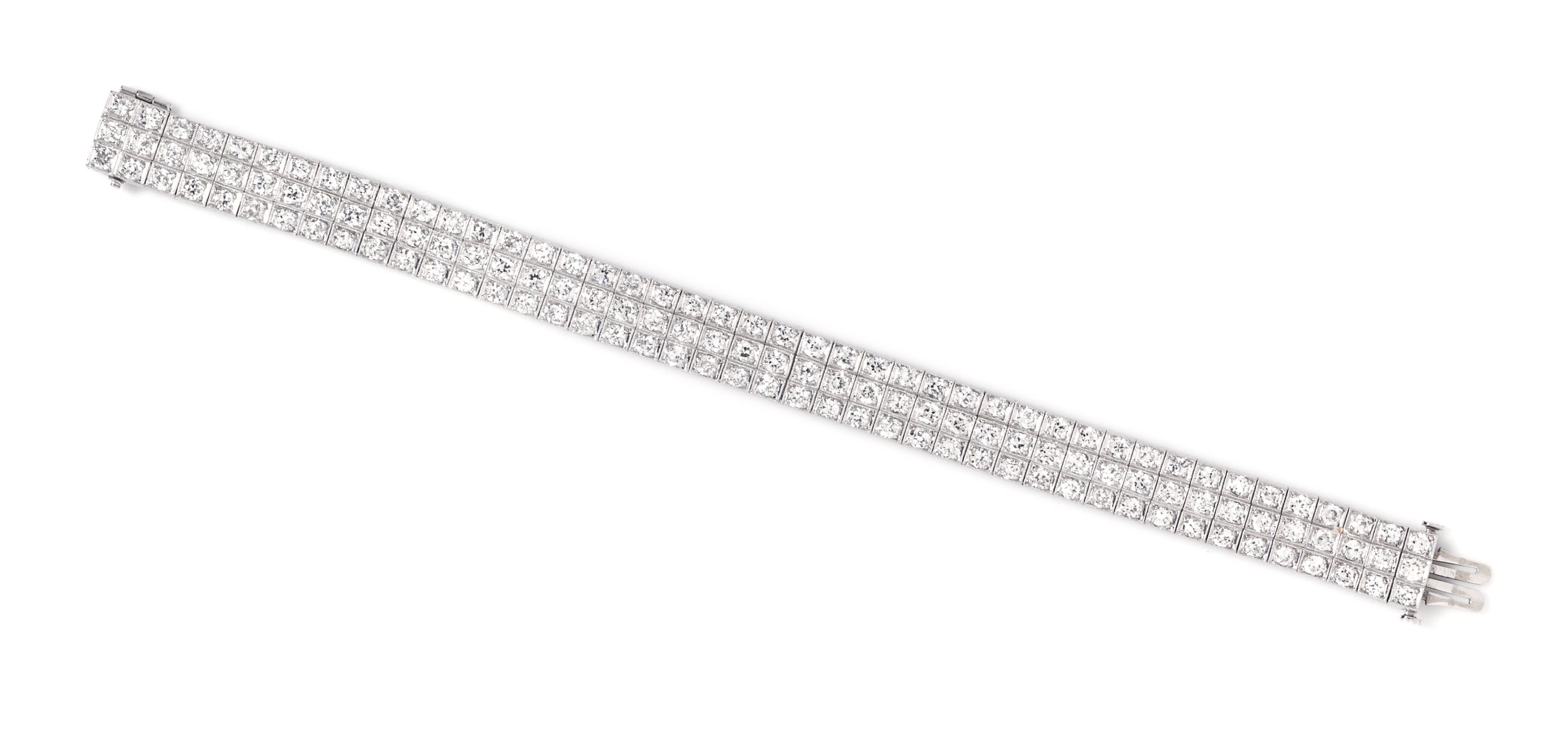 An Art Deco Platinum and Diamond Bracelet, 19.40 dwts.