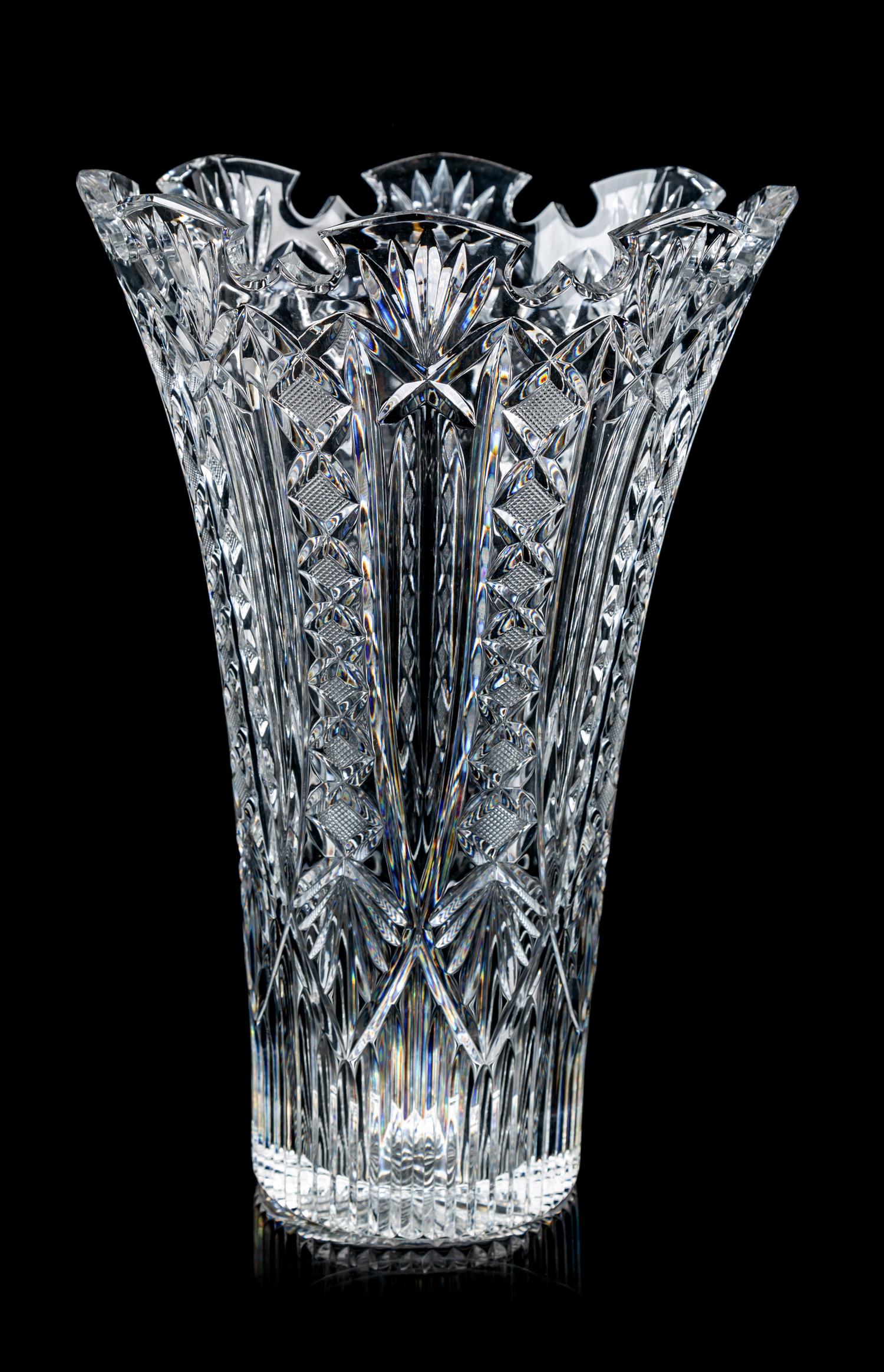 A Waterford Tall Vase Height 13 3/4 inches.