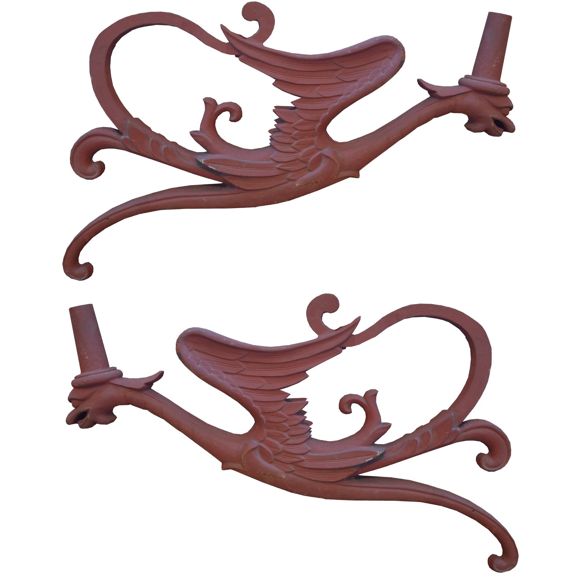 A Pair of Cast Iron Griffin Form Brackets from the St. Louis World's Fair 49" W x 10.5" D x 25" H — United States, Early 20th Century