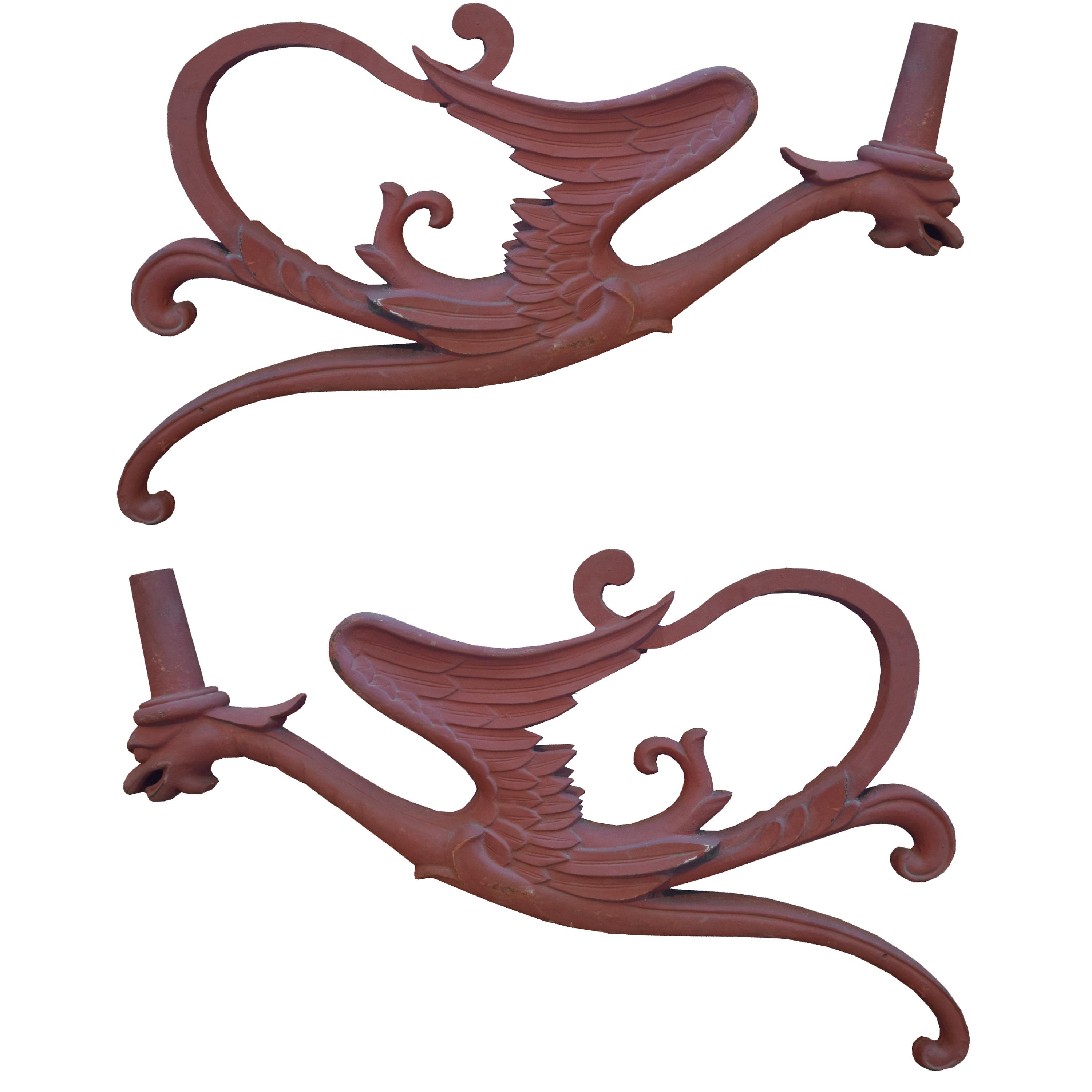 A Pair of Cast Iron Griffin Form Brackets from the St. Louis World's Fair 49" W x 10.5" D x 25" H — United States, Early 20th Century