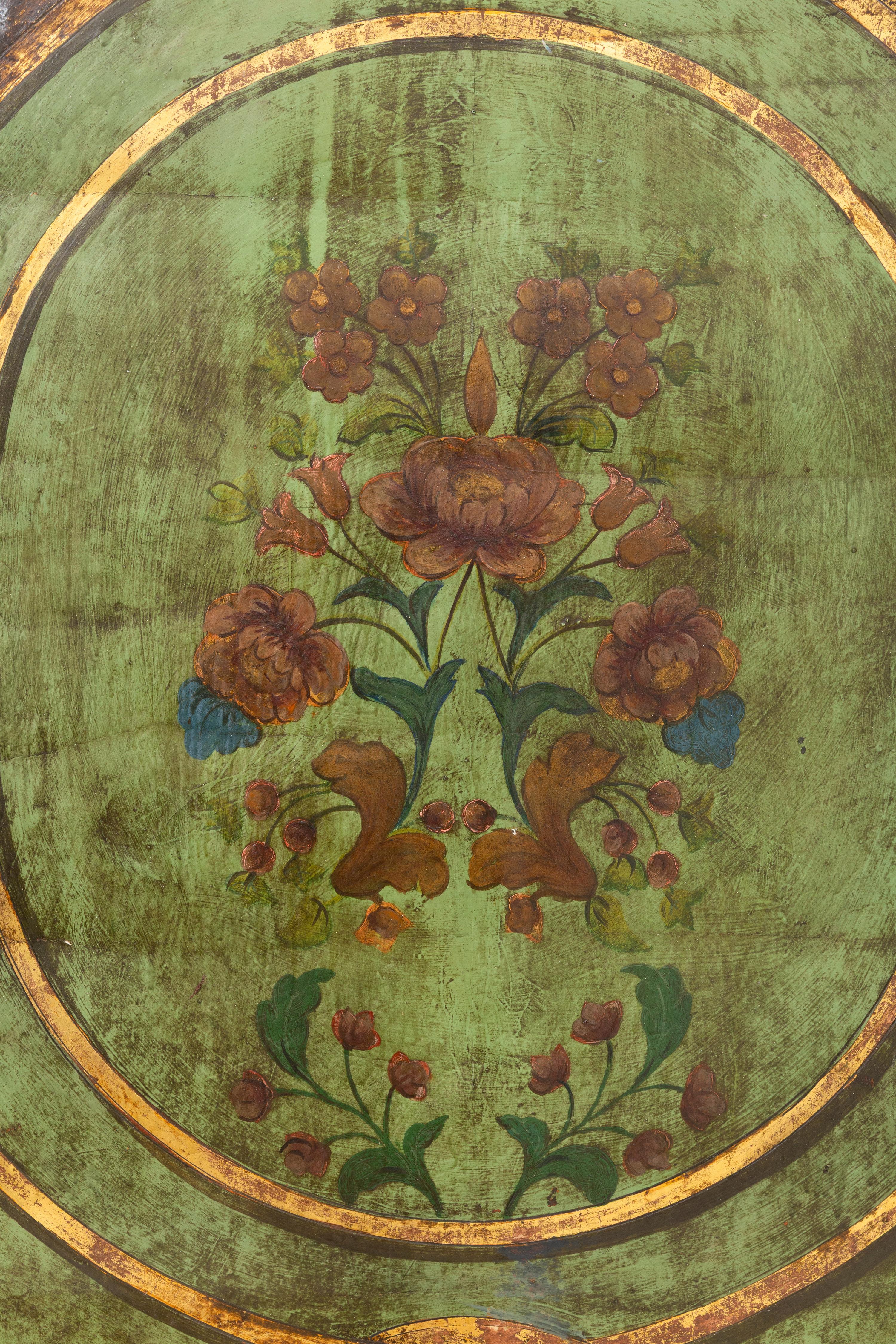 An Italian Polychrome Painted and Parcel-Gilt Headboard