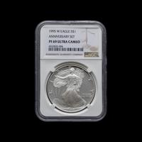 A 1995-W Silver Eagle $1 Proof [NGC PF69 Ultra Cameo]