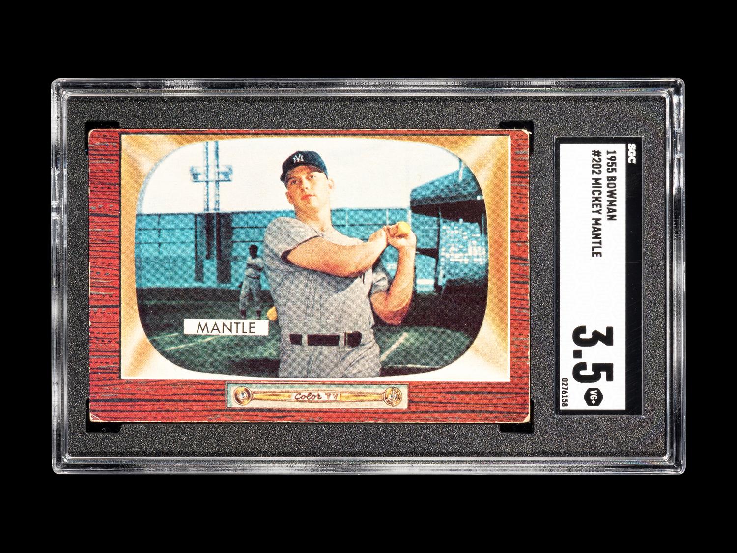 A 1955 Bowman Mickey Mantle Baseball Card No. 202 (SGC 3.5 VG+)