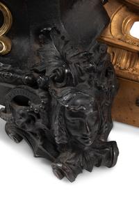 A Gilt and Patinated Bronze Fire Fender with Dog-Form Chenets