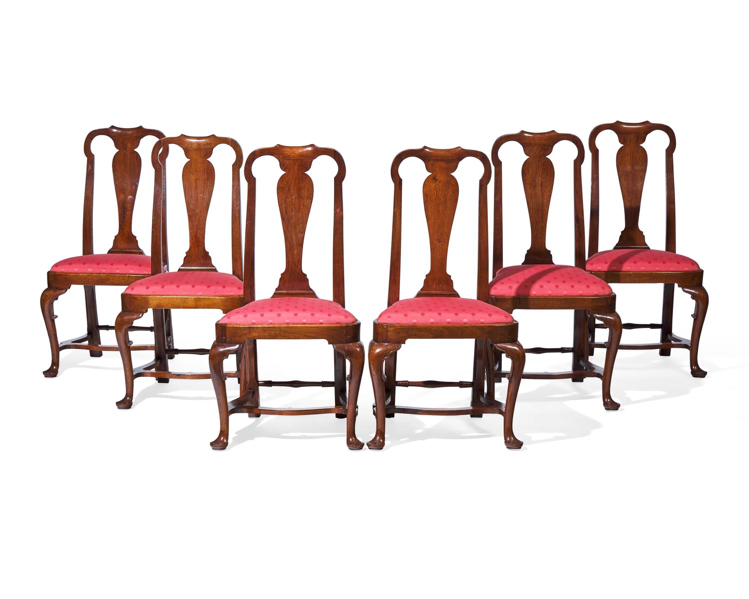 The Eddy Family Set of Six Queen Anne Walnut Compass-Seat Side Chairs