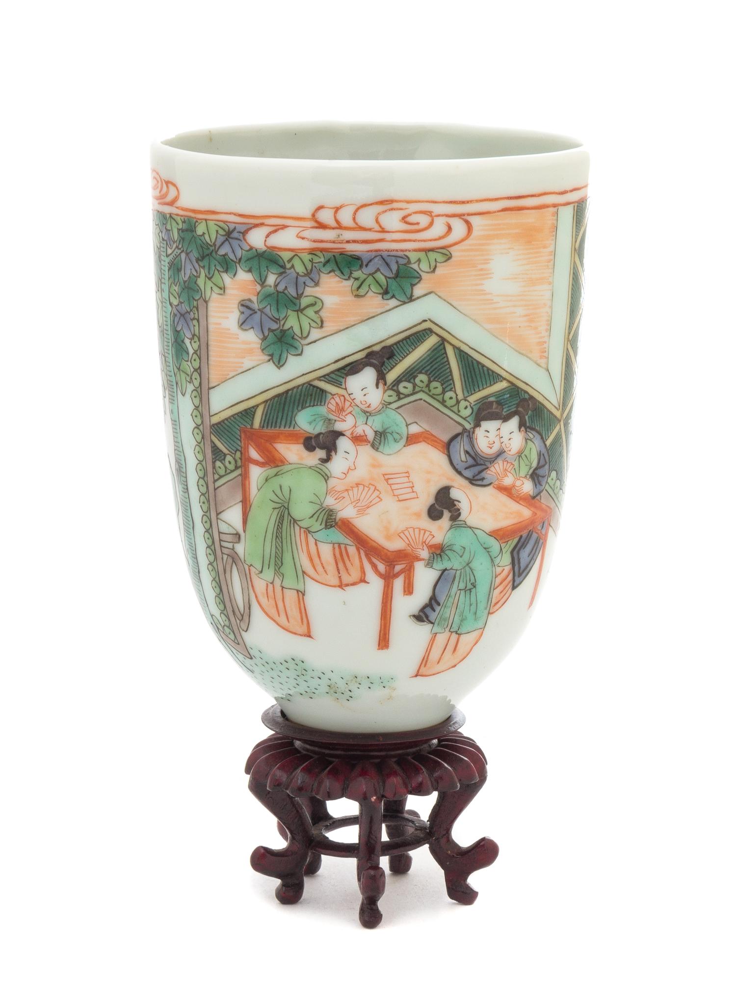 A Famille Verte Porcelain Tall Cup Height 4 1/4 inches.