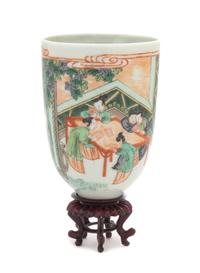 A Famille Verte Porcelain Tall Cup Height 4 1/4 inches.