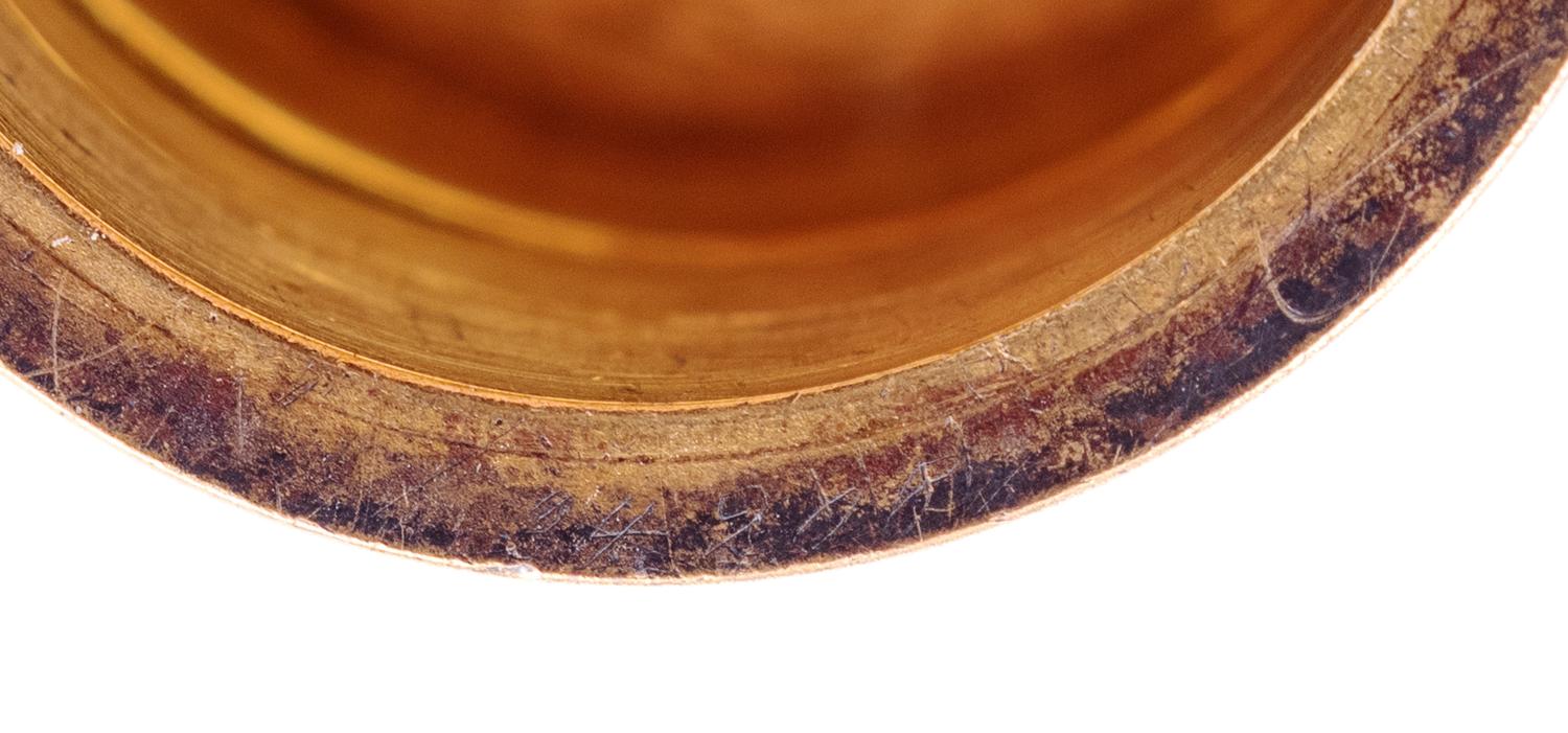 A Fabergé Yellow Gold and Pearl-Inset Mounted Carved Smokey Quartz Snuff Bottle