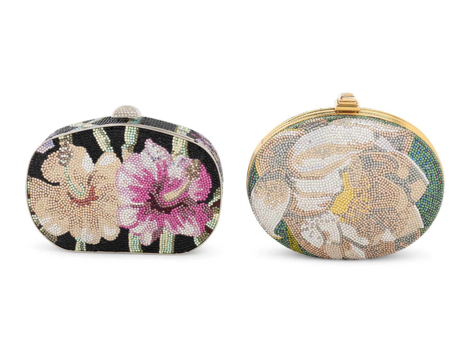 Two Judith Leiber Floral Motif Minaudières