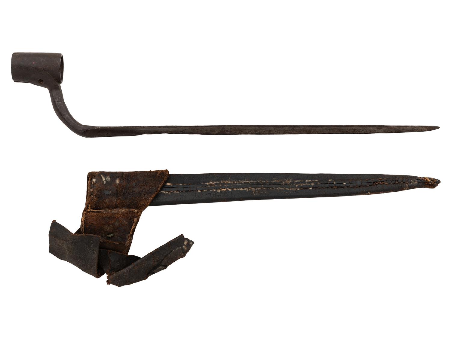 Crude American Made Colonial Era Socket Bayonet & Scabbard