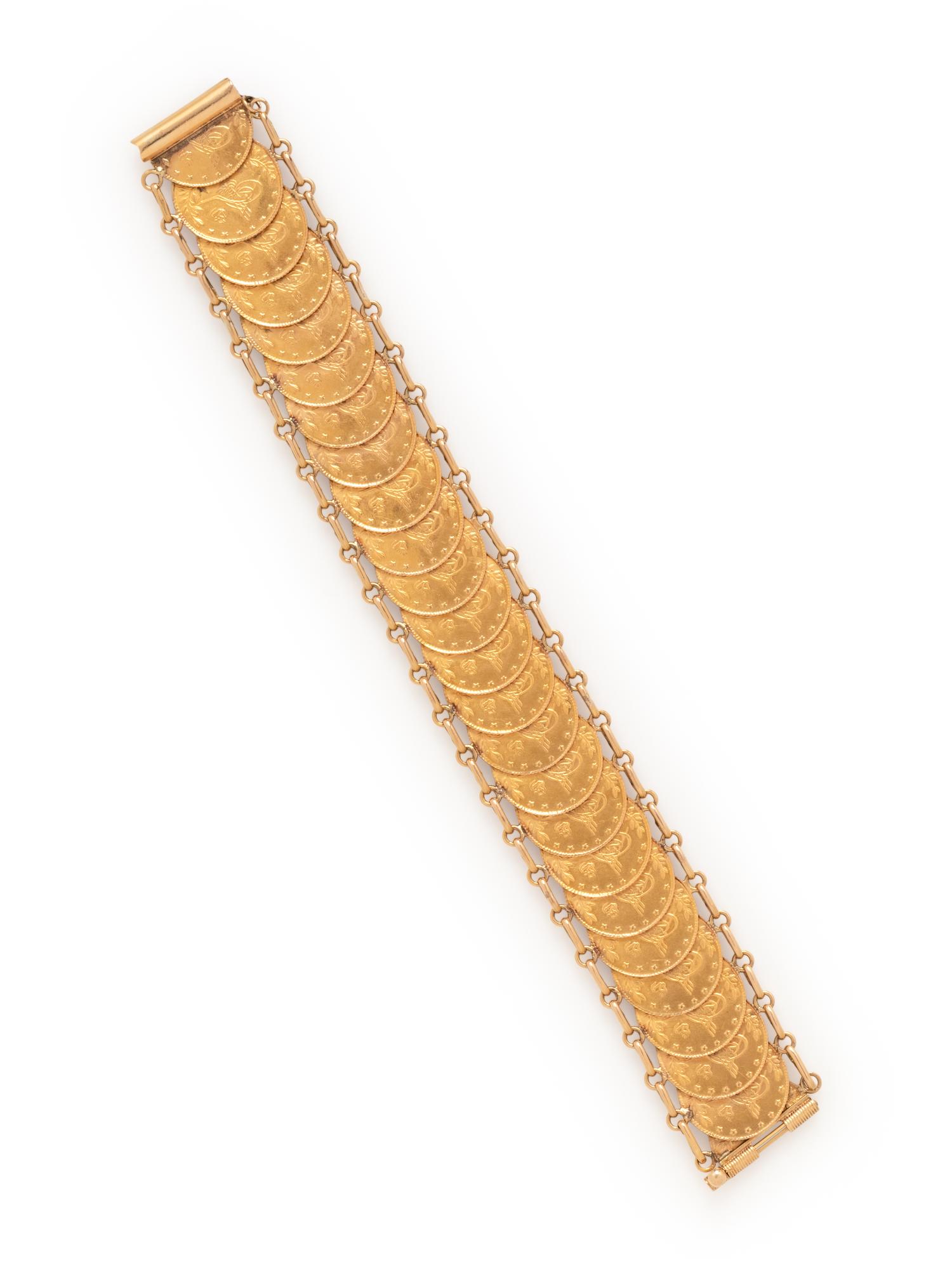 COLLECTION OF YELLOW GOLD AND COIN JEWLERY