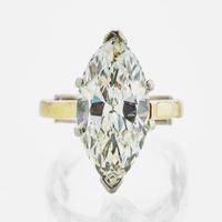 A Platinum and 18K Yellow Gold and Diamond Ring 4.58 Marquise Brilliant-Cut, GIA Certified