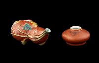 Two Chinese Iron Red Glazed Porcelain Water Droppers