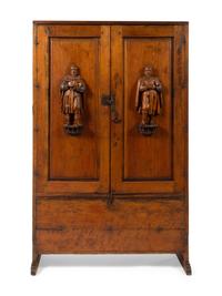 A Spanish Colonial Style Painted and Parcel Gilt Armoire