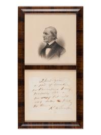 EMERSON, Ralph Waldo (1803-1882). Autograph note signed (“R. W. Emerson”) to an unnamed recipient, n.d.