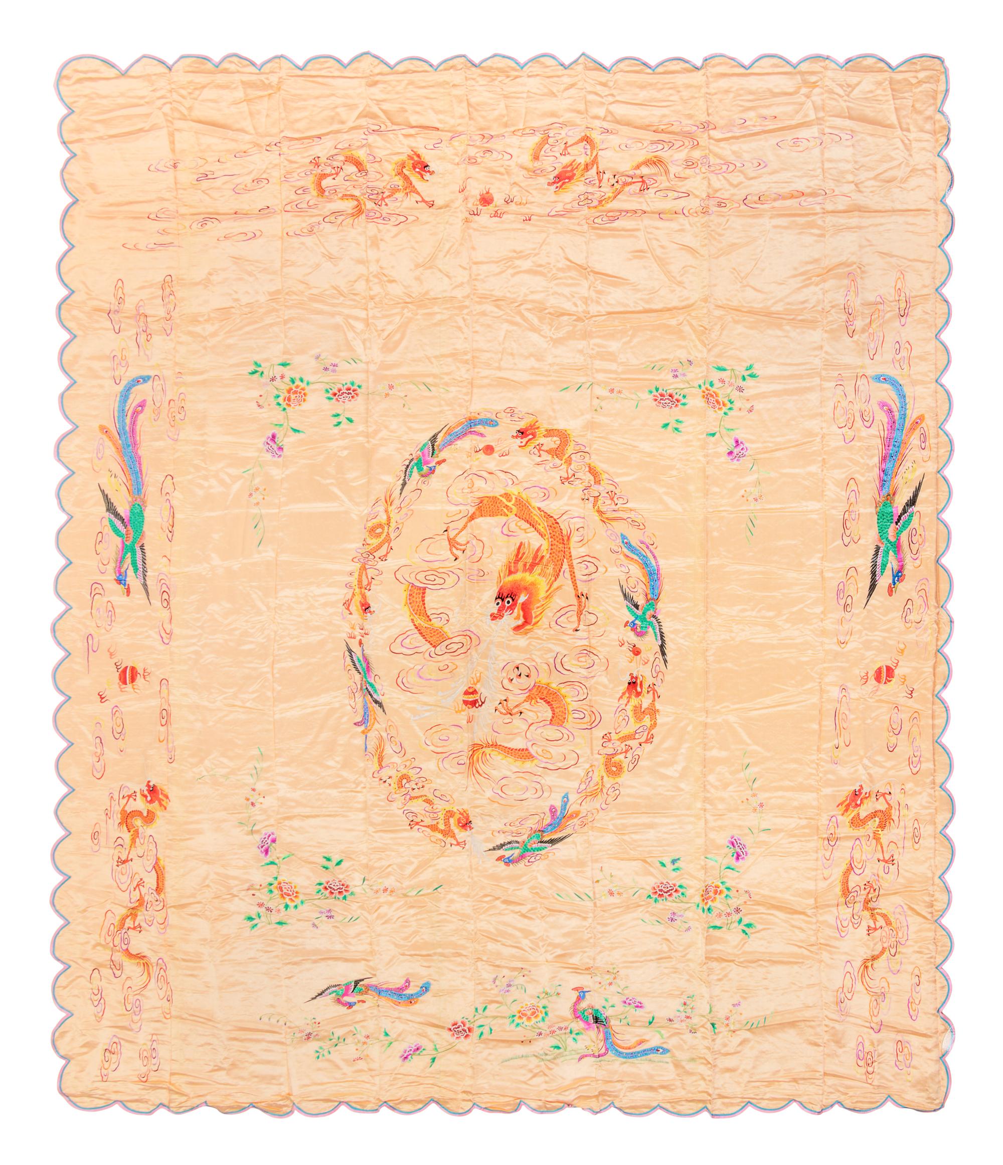 Six Chinese Embroidered Silk Panels