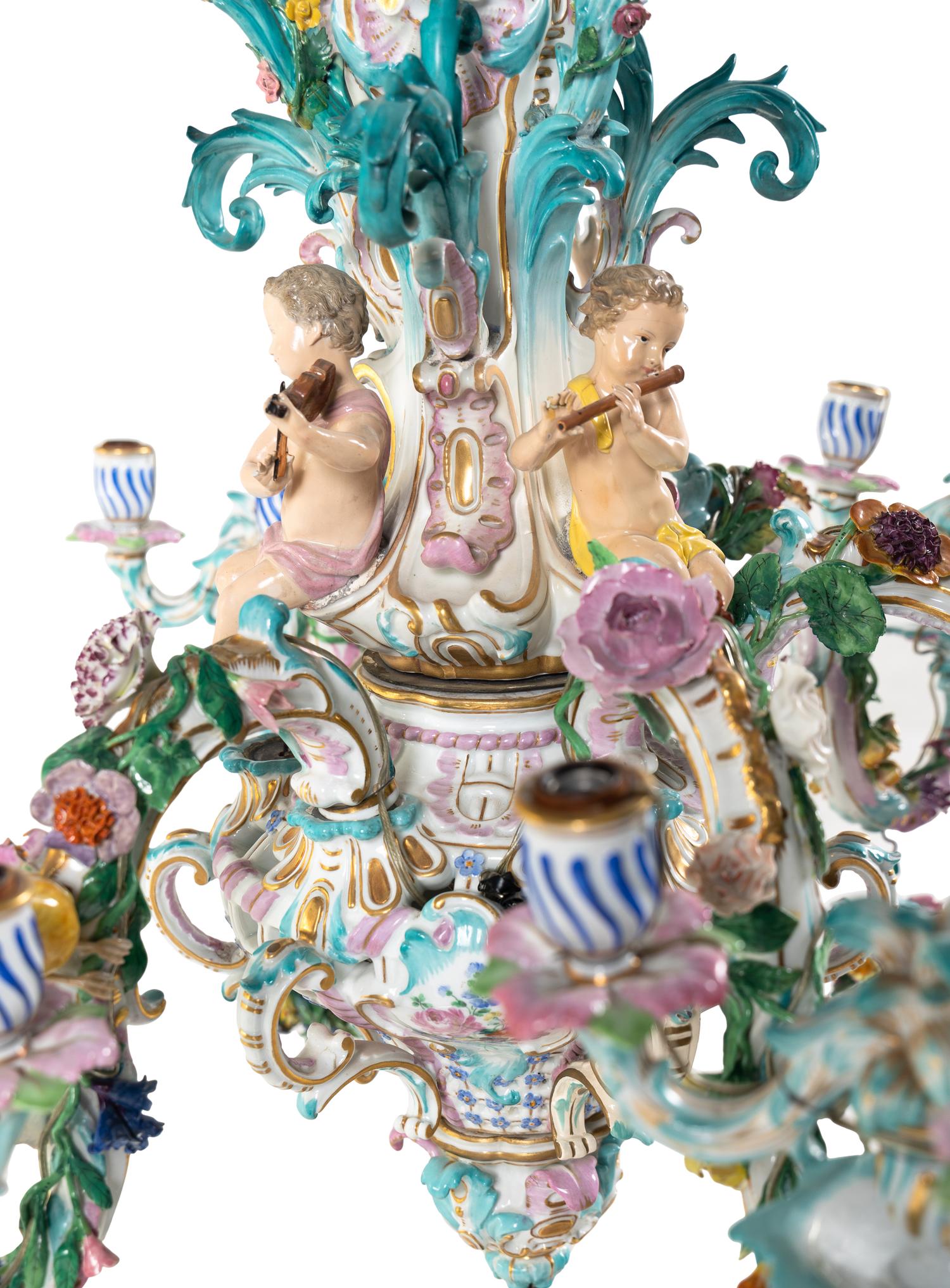 A Meissen Porcelain Twenty-Four Light Chandelier