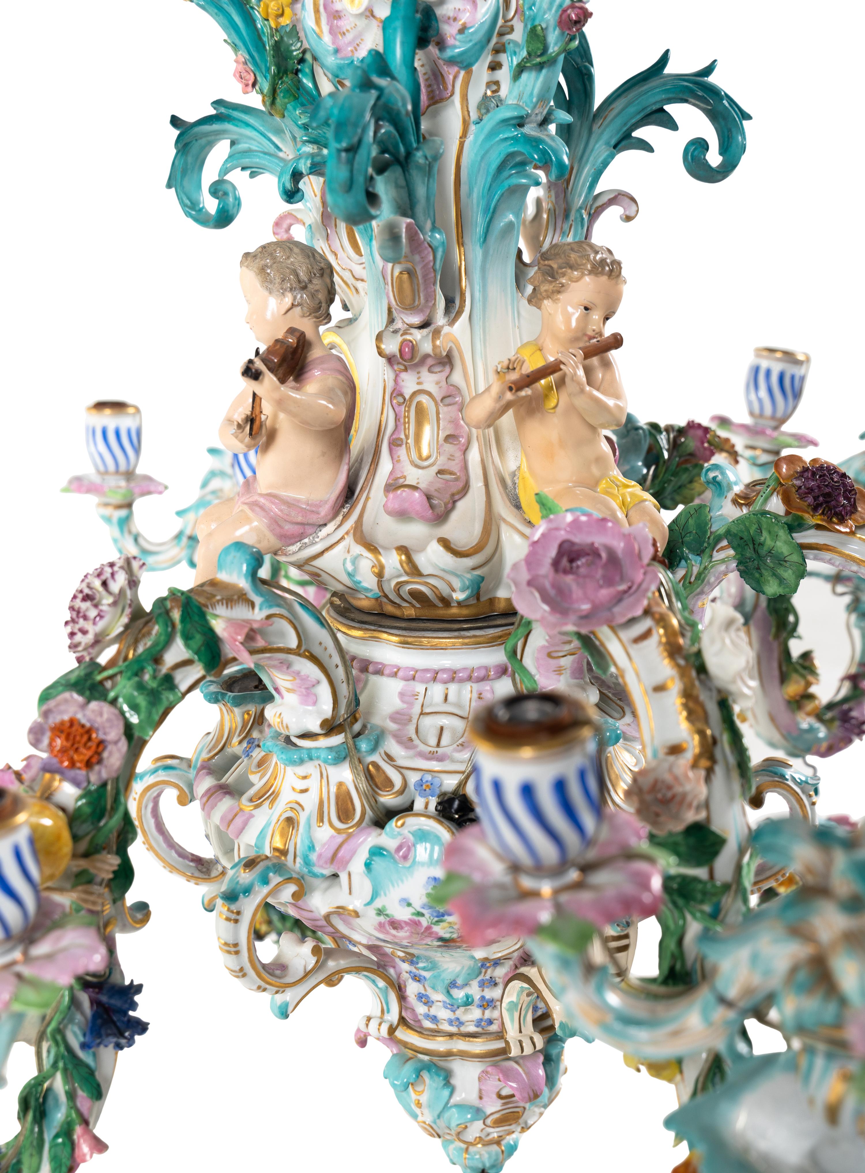 A Meissen Porcelain Twenty-Four Light Chandelier