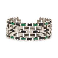 ART DECO, CHROME-PLATED BRASS AND ENAMEL BRACELET