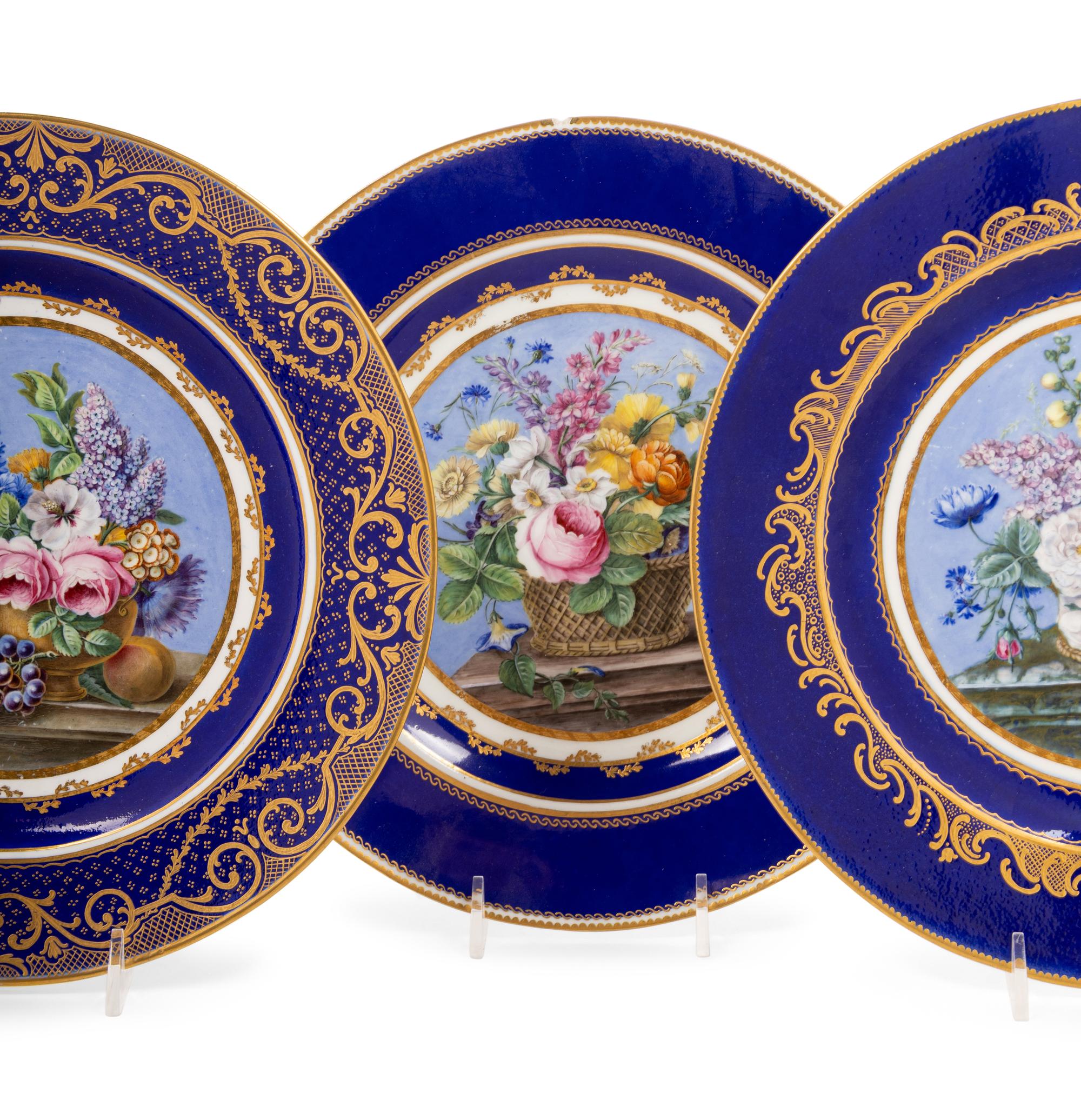 A Group of Four Sèvres Porcelain Plates