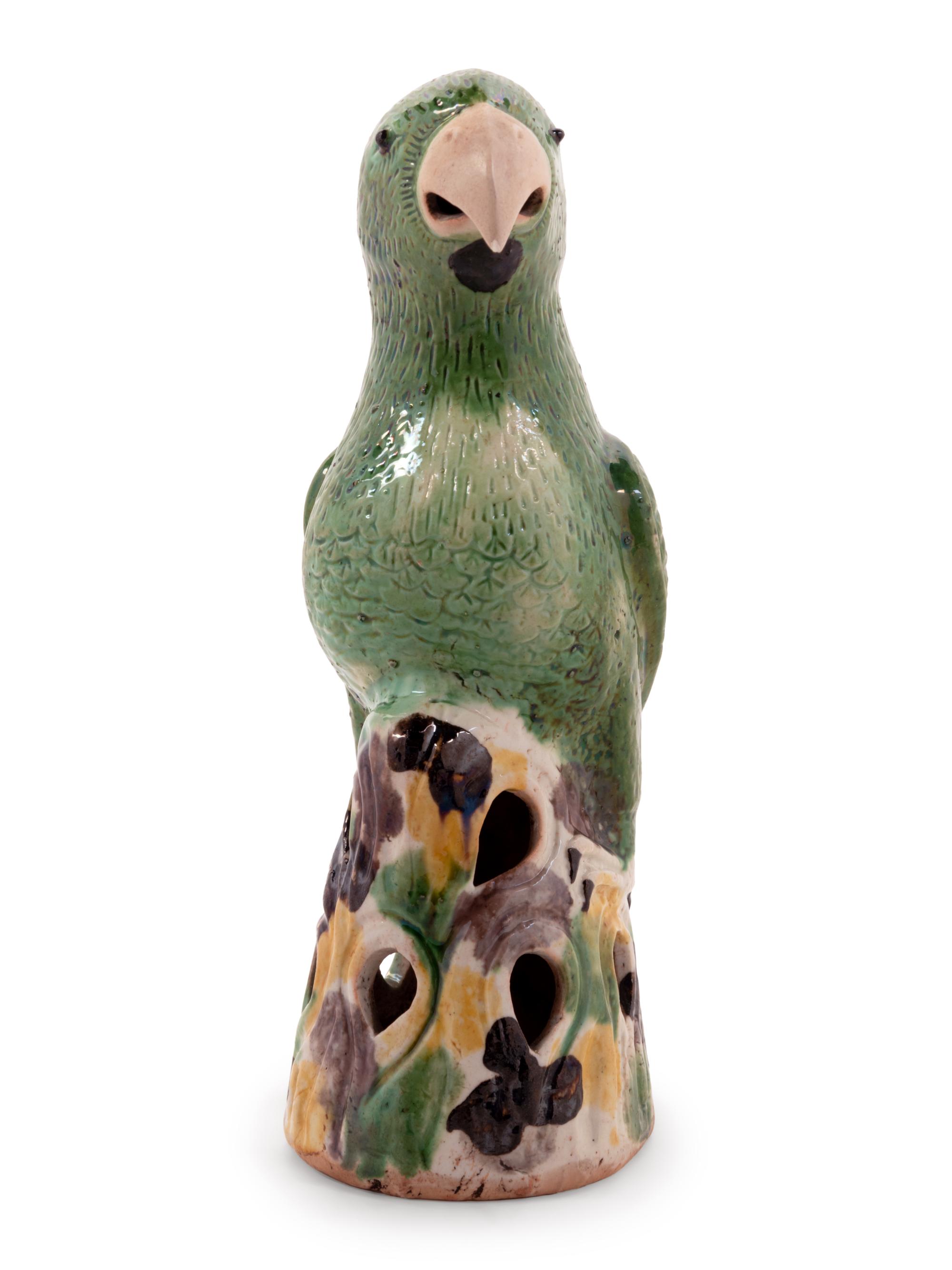 A Famille Verte Porcelain Figure of a Parrot