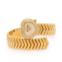 Ponte Vecchio, 18K Yellow Gold and Diamond Heart Wrap Watch