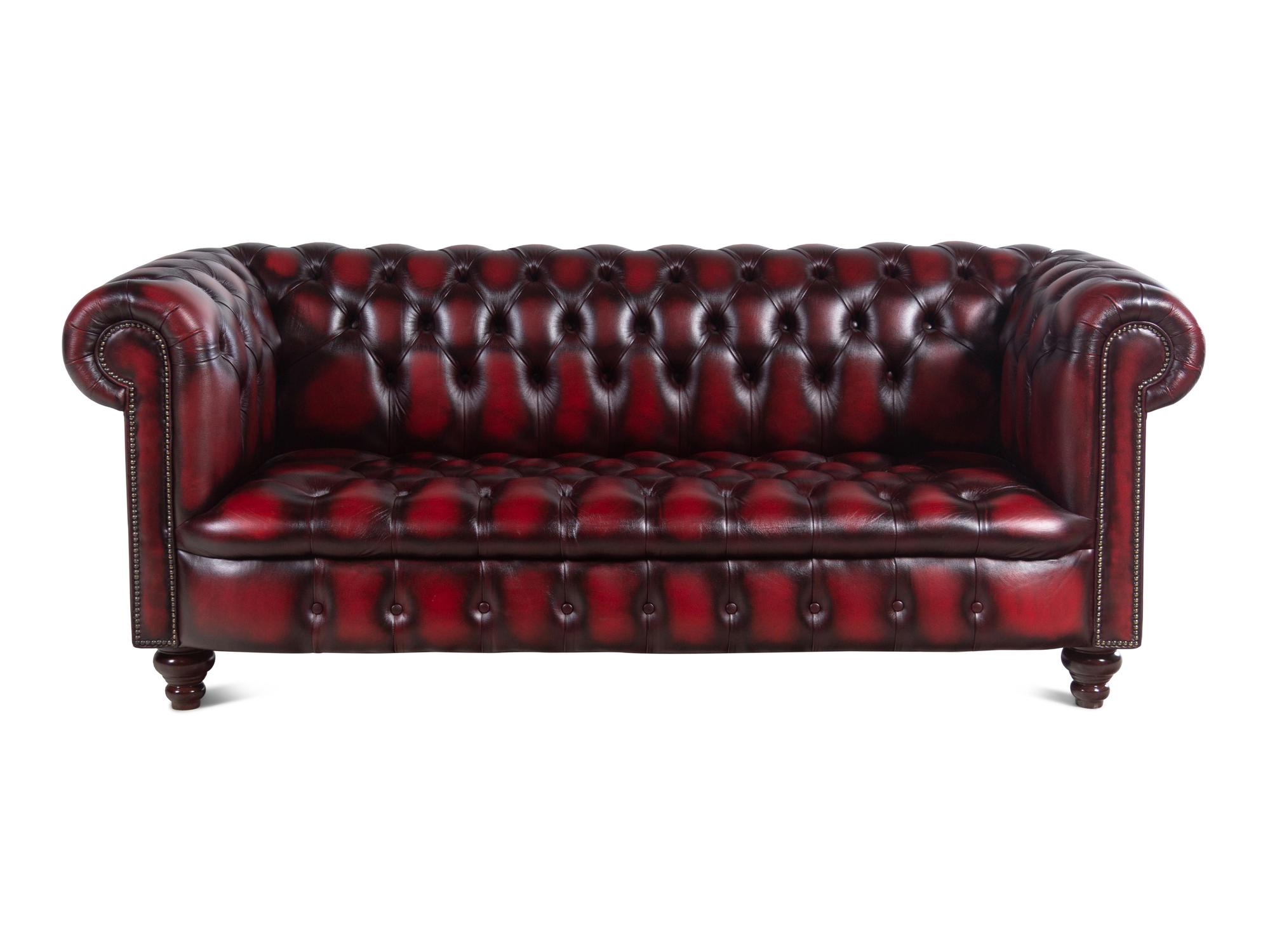 A Fleming and Howland Leather Upholstered Chesterfield Sofa
