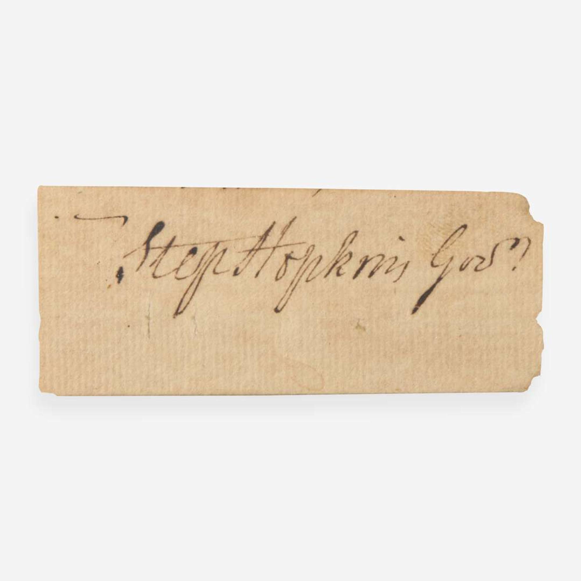[Declaration of Independence] [Rhode Island] Hopkins, Stephen Cut Signature