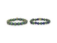 FRENCH, LAPIS LAZULI AND ENAMEL BEAD BRACELET SET
