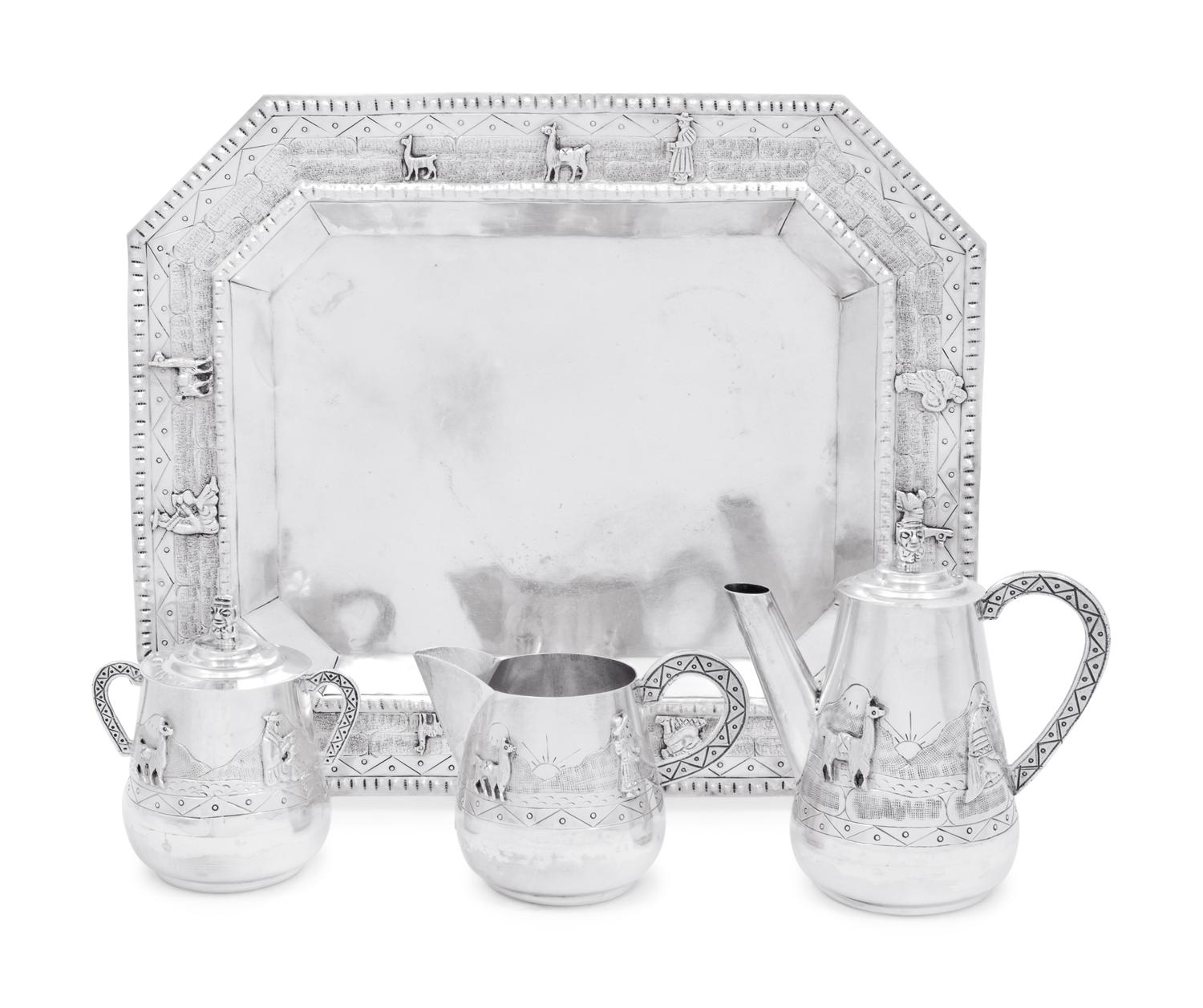 A Peruvian Silver Four-Piece Coffee Service