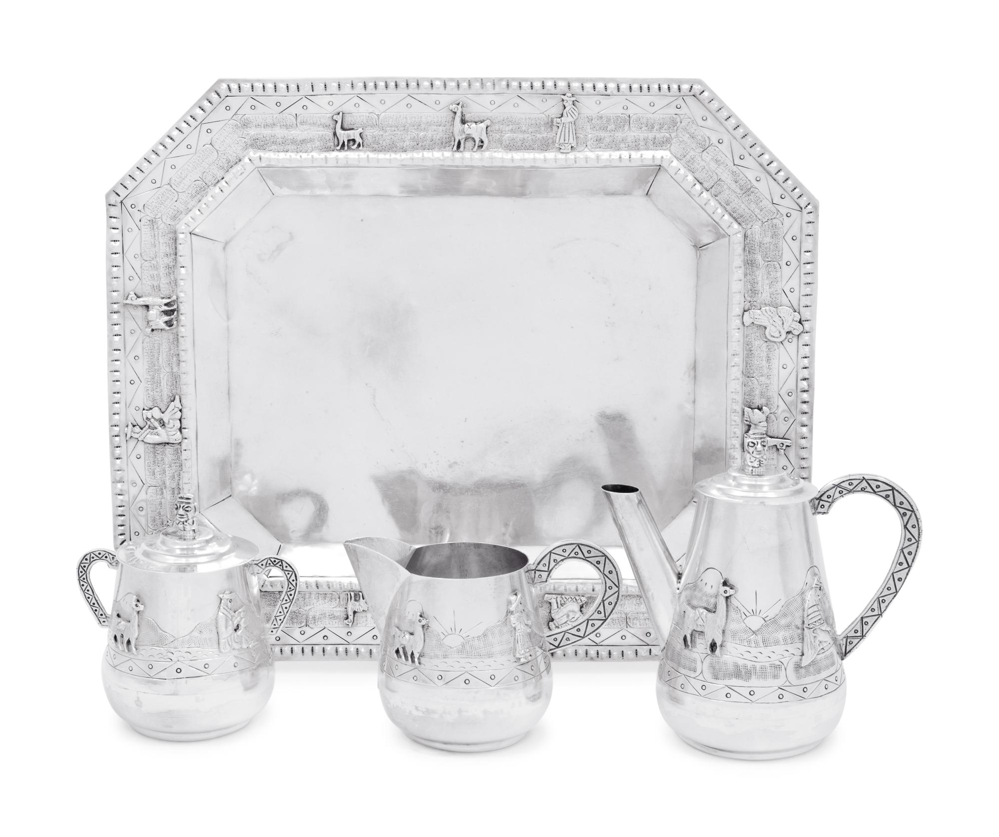 A Peruvian Silver Four-Piece Coffee Service