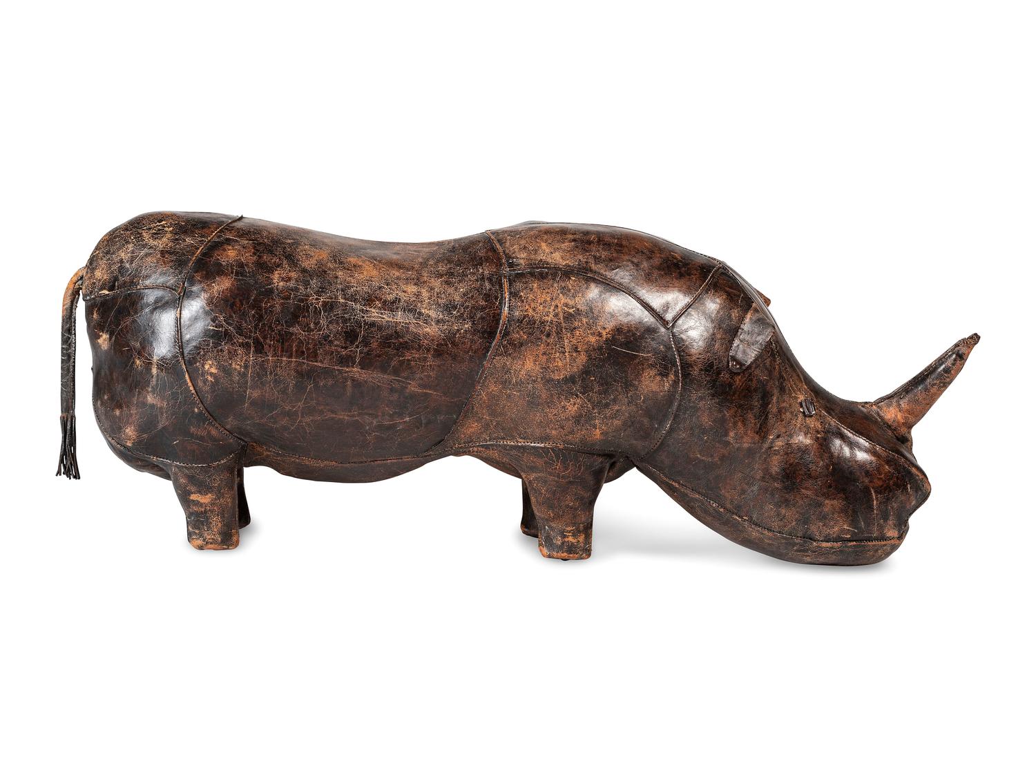 A Leather Rhinoceros Footstool