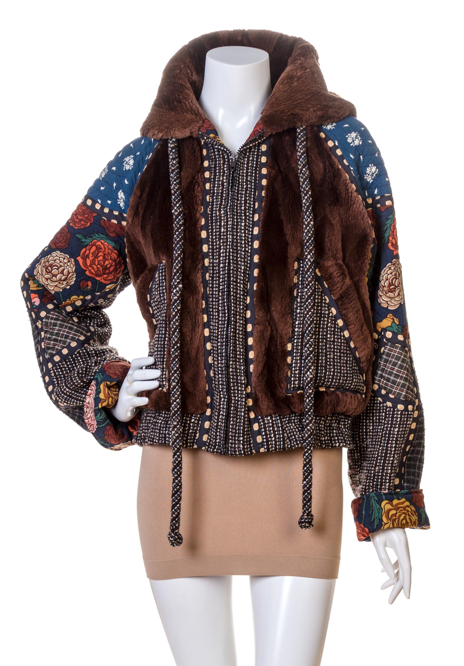 A Koos Van Den Akker Multicolor Quilted Bomber Jacket, Size Medium.