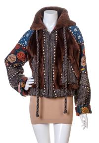 A Koos Van Den Akker Multicolor Quilted Bomber Jacket, Size Medium.