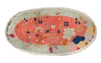 An Oval Chinese Wool Rug 3 feet 10 inches x 1 foot 11 inches. — EARLY TO MID 20TH CENTURY