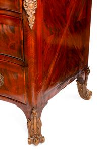 A Régence Gilt Bronze Mounted Parquetry Marble-Top Commode