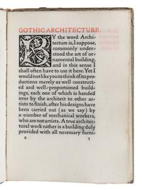 [MORRIS, William, his copy] -- [KELMSCOTT PRESS]. MORRIS, William (1834-1896). Gothic Architecture: A Lecture for the Arts and Crafts Exhibition Society . Hammersmith: The Kelmscott Press, 1893.