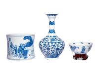 Three Chinese Blue and White Porcelain Wares