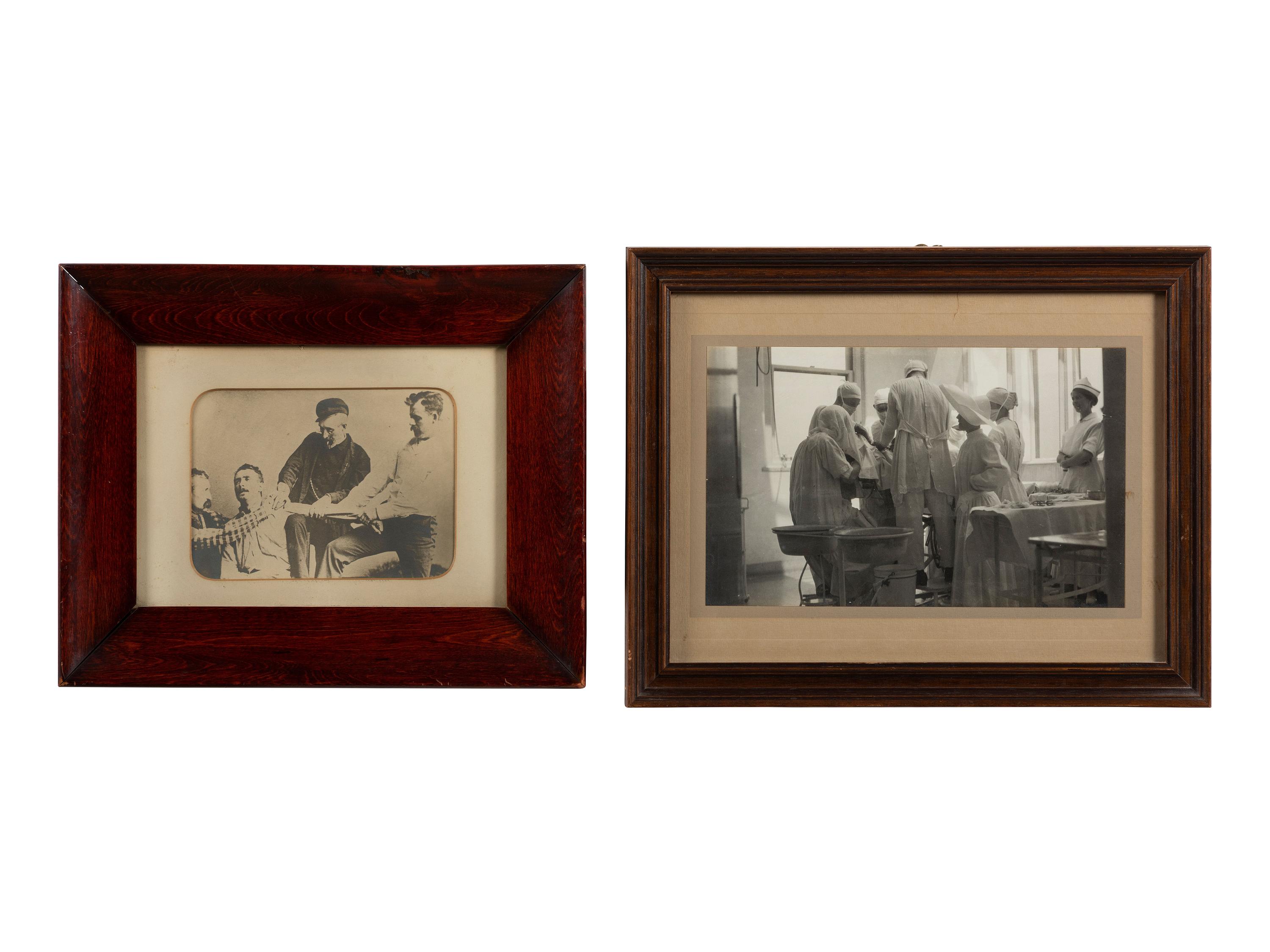 [MEDICINE]. 2 medical photographs, incl. image of surgeon Hugh Owen Thomas & Robert Jones.