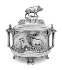 A German Silver-Plate Covered Tureen or Punch Bowl from the Saint Hubertus Hunting Lodge, Gelderland, Netherlands