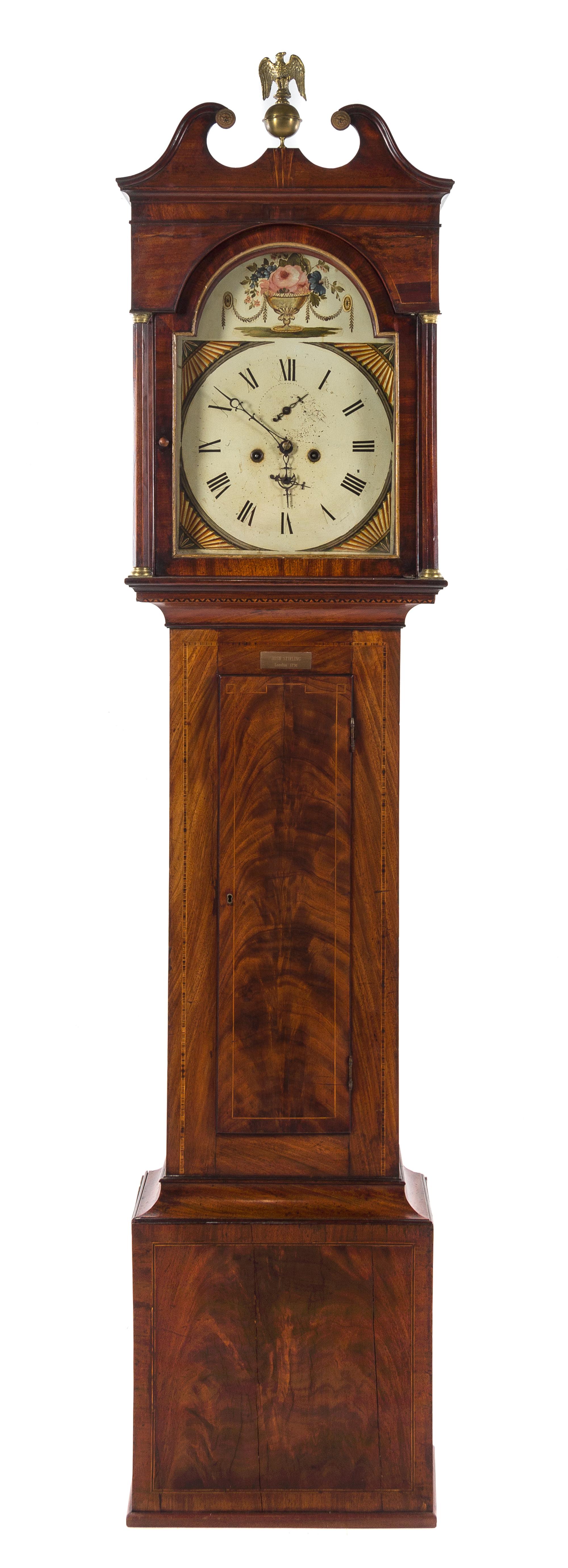 An English Mahogany Tall Case Clock Height 86 inches. — ATTRIBUTED TO JOSH STIRLING, 18TH/19TH CENTURY