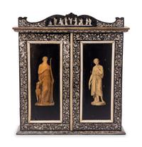 A Continental Painted Hanging Cupboard Decorated with Classical Figures