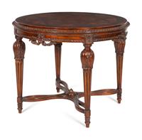 A Louis XVI Style Marquetry and Mahogany Center Table