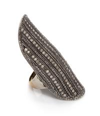 A Sterling Silver, 18 Karat Yellow Gold and Diamond Knuckle Ring, 8.75 dwts.