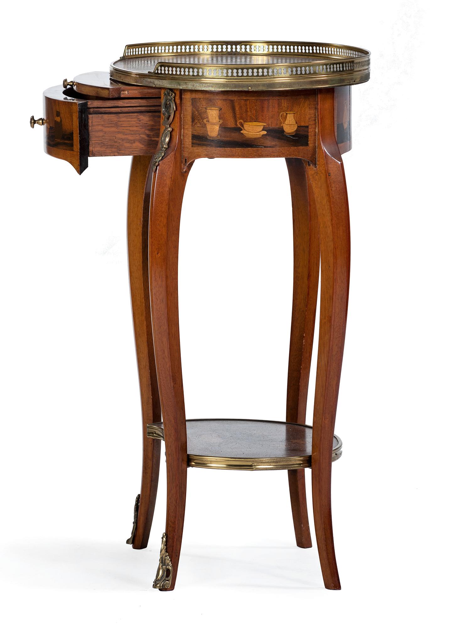 A Louis XV Style Gilt Metal Mounted Marquetry Side Table
